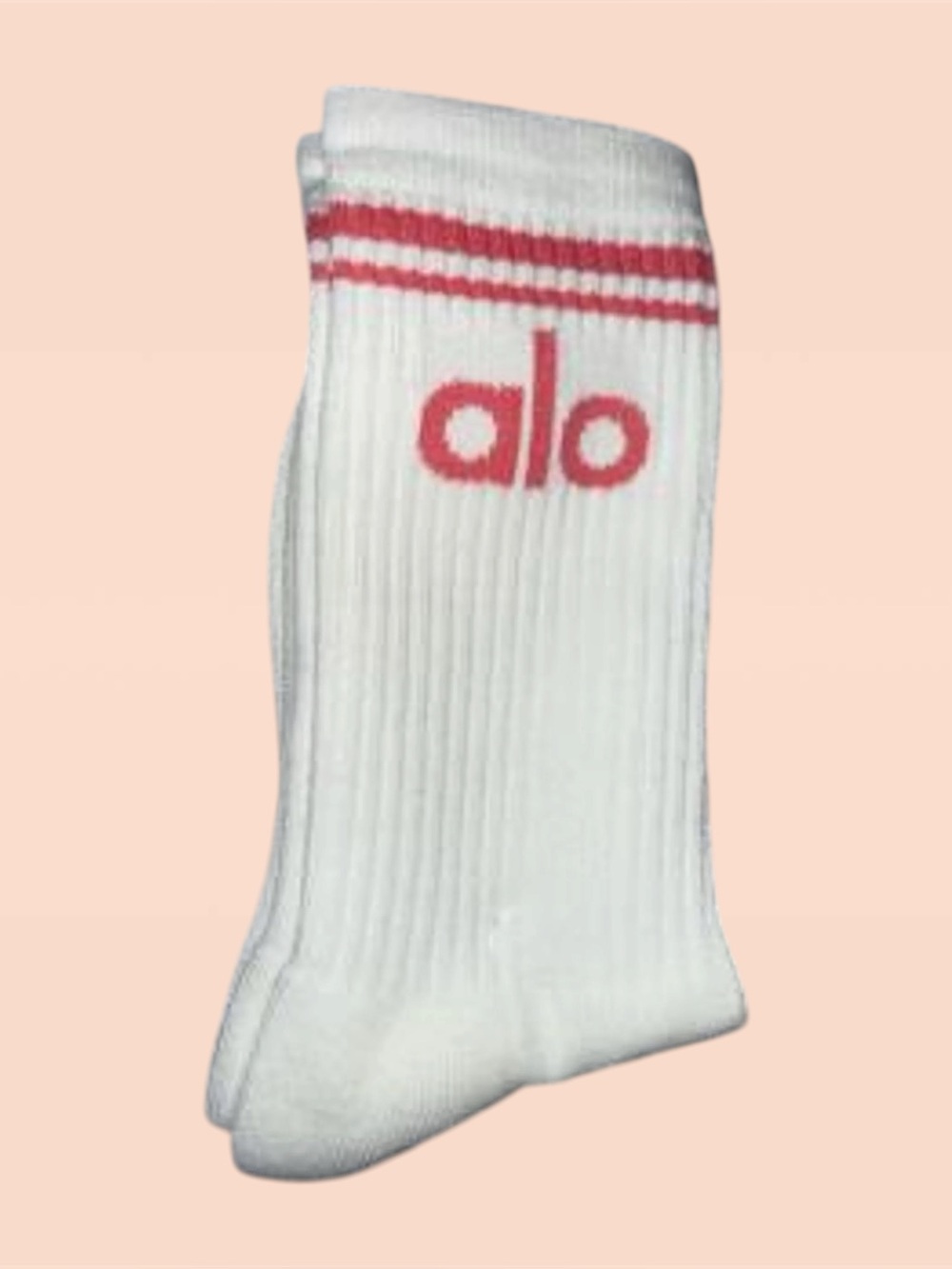 Alo Yoga Limited Edition Unisex Half-Crew Throwback Sock White/Candy Red NEW